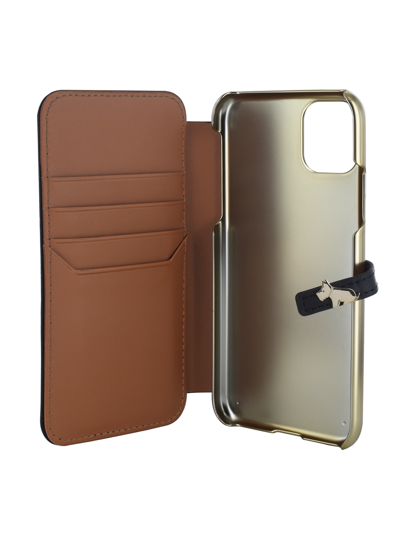 Radley Folio Case for iPhone 11 Black Butterscotch Pale Gold