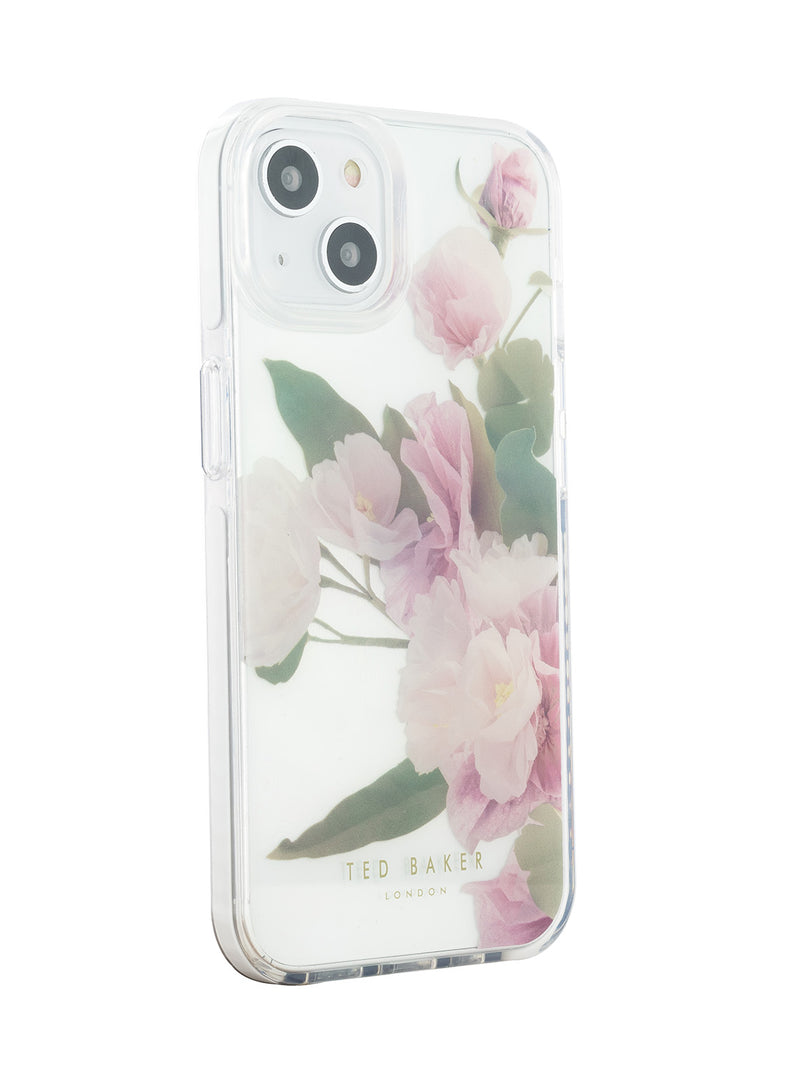 Ted Baker APPENI Clear Flower Placement Antishock Phone Case for iPhone 14 Cream Bumper