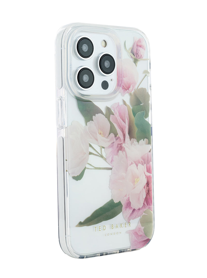 Ted Baker APPENAS Clear Flower Placement Antishock Phone Case for iPhone 14 Pro Max Cream Bumper