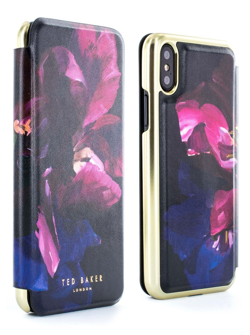 Front and back image of the Ted Baker Apple iPhone XS / X phone case in Purple