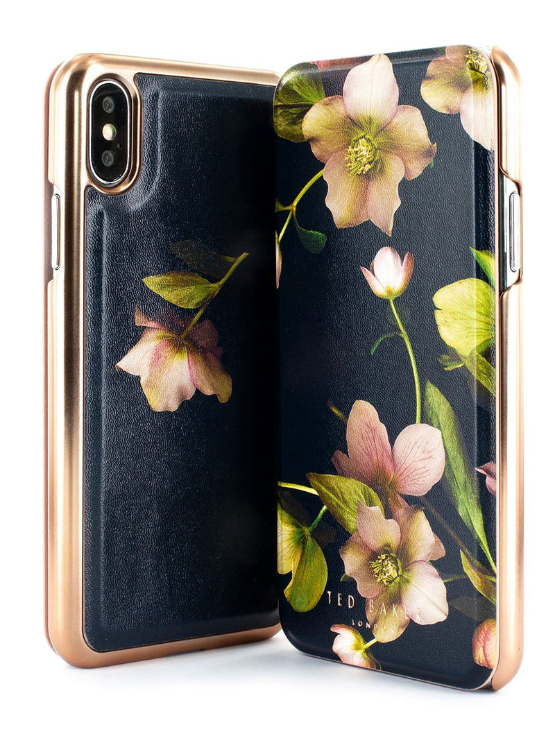 Front and back image of the Ted Baker Apple iPhone XS / X phone case in Black