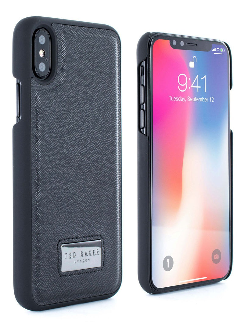 Front and back image of the Ted Baker Apple iPhone XS / X phone case in Black