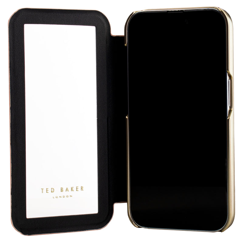 Ted Baker ABALONE Mirror Folio for iPhone 11 Debossed Flowers Rose Gold