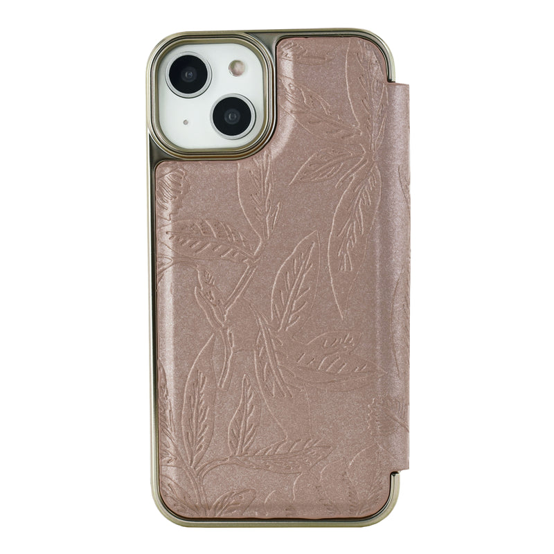 Ted Baker ABALINE Mirror Folio for iPhone 13 Debossed Flowers Rose Gold