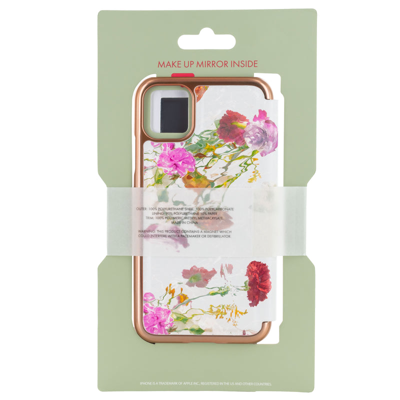 Ted Baker GLADYSS Mirror Folio for iPhone 11 Water Floral Grey Rose Gold