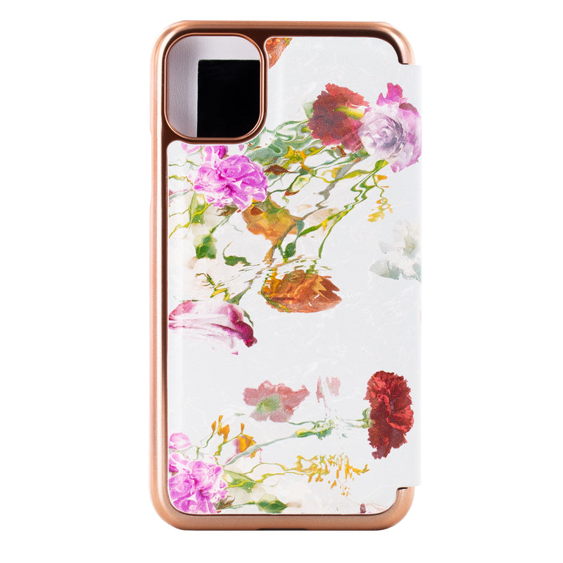 Ted Baker GLADYSS Mirror Folio for iPhone 11 Water Floral Grey Rose Gold