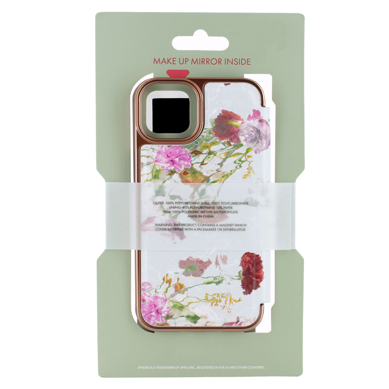 Ted Baker GWLADUS Mirror Folio for iPhone 12 Pro Water Floral Grey Rose Gold