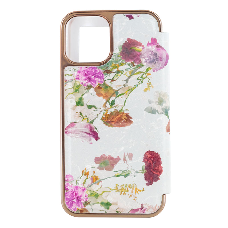 Ted Baker GWLADUS Mirror Folio for iPhone 12 Water Floral Grey Rose Gold