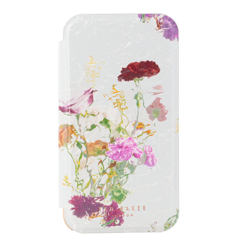 Ted Baker GWLADYS Mirror Folio for iPhone 13 Water Floral Grey Rose Gold