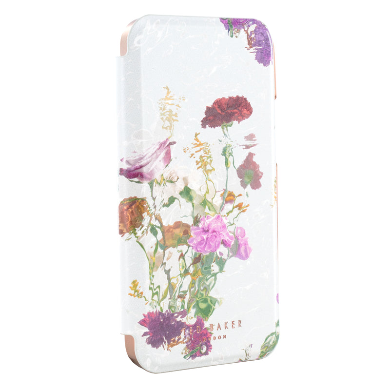 Ted Baker GWLADYS Mirror Folio for iPhone 13 Water Floral Grey Rose Gold