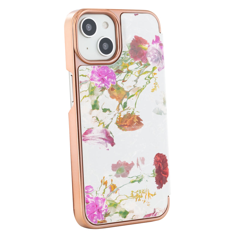Ted Baker GWLADYS Mirror Folio for iPhone 13 Water Floral Grey Rose Gold