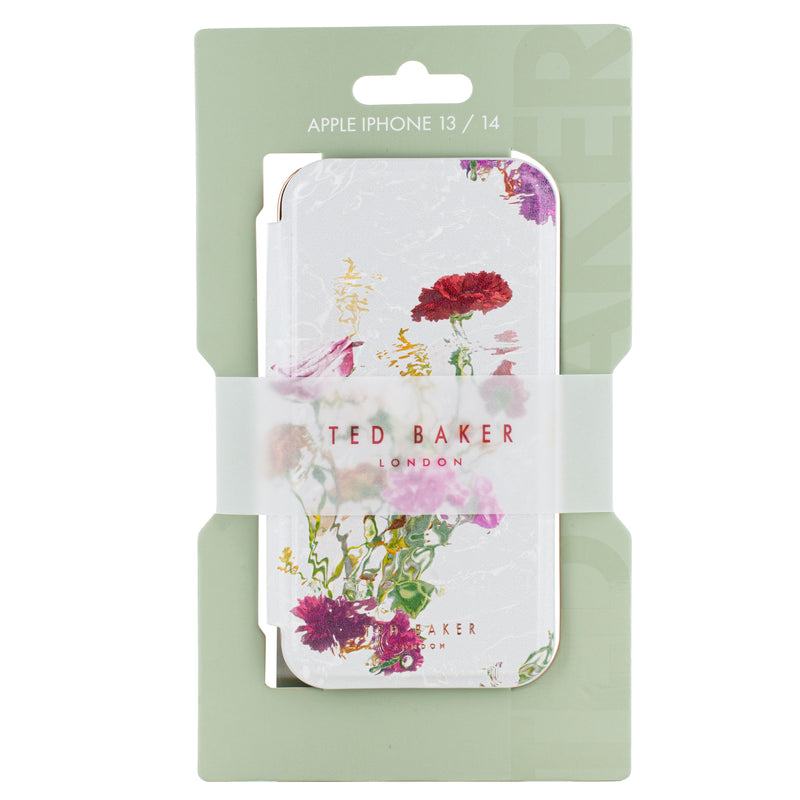 Ted Baker GWLADYS Mirror Folio for iPhone 13 Water Floral Grey Rose Gold