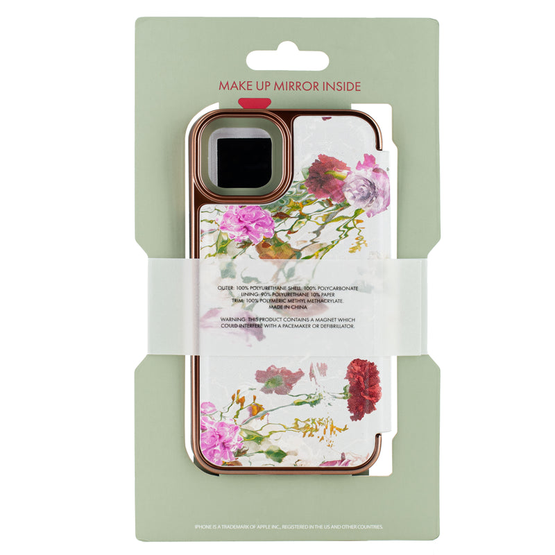 Ted Baker GWLADYS Mirror Folio for iPhone 13 Water Floral Grey Rose Gold