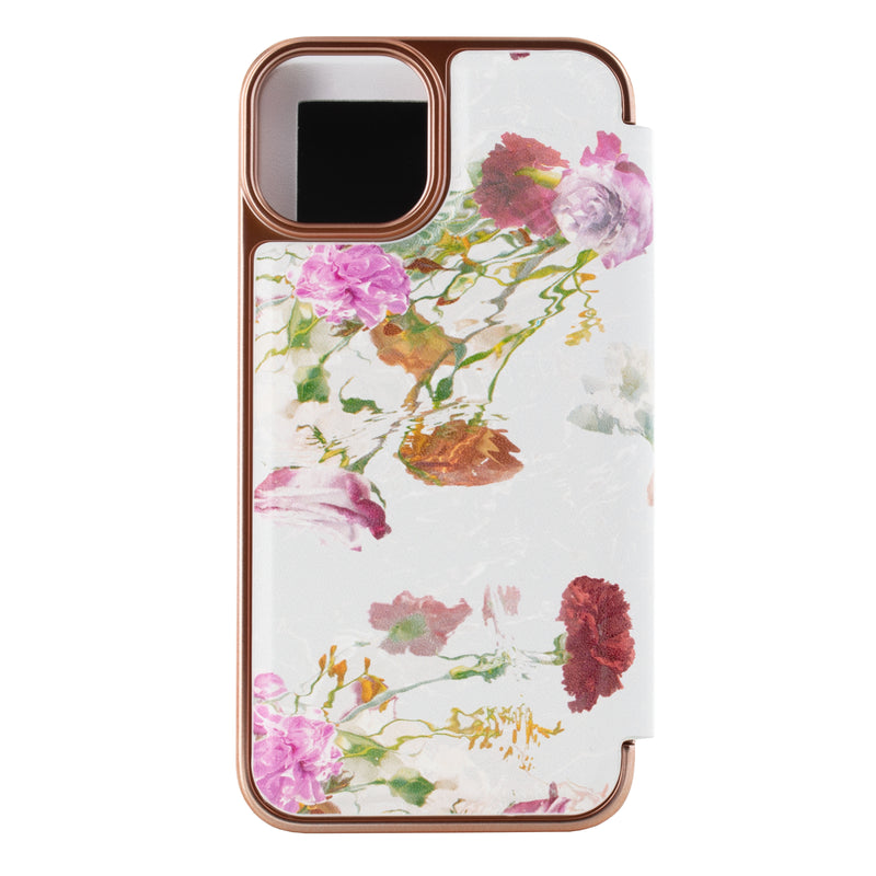 Ted Baker GWLADYS Mirror Folio for iPhone 13 Water Floral Grey Rose Gold