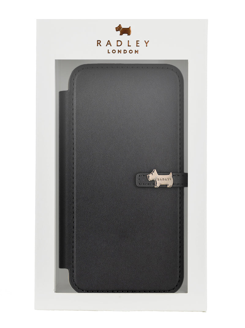 Radley Scotty Dog Embellished Book-style Flip Case for iPhone 14 Pro Max with Four Card Slots - Black / Tan