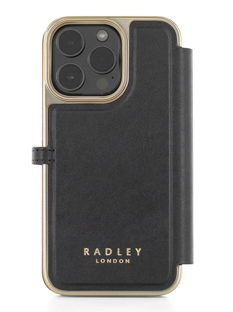 Radley Scotty Dog Embellished Book-style Flip Case for iPhone 12 Pro with Four Card Slots - Black / Tan