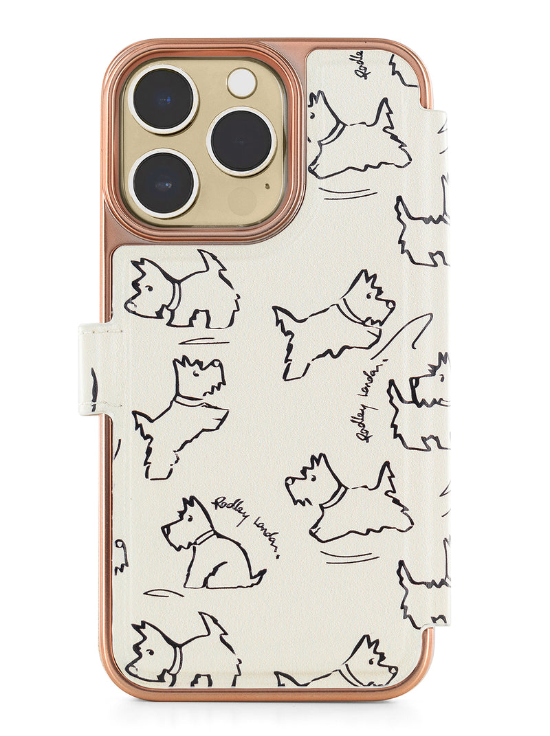 Radley Book-Style Flip Case for iPhone 13 Pro Max with Two Card Slots - Sketch Street / Chalk