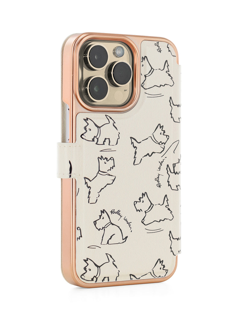 Radley Book-Style Flip Case for iPhone 13 Pro Max with Two Card Slots - Sketch Street / Chalk