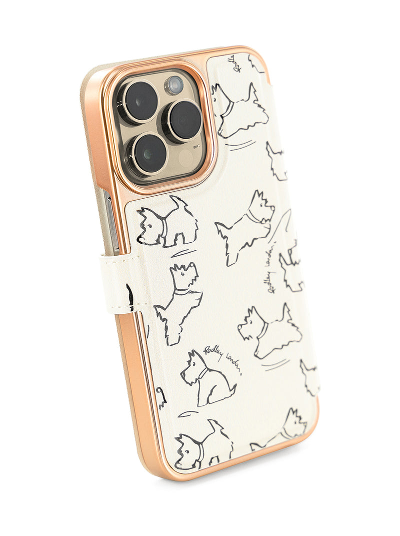 Radley Book-Style Flip Case for iPhone 13 Pro Max with Two Card Slots - Sketch Street / Chalk