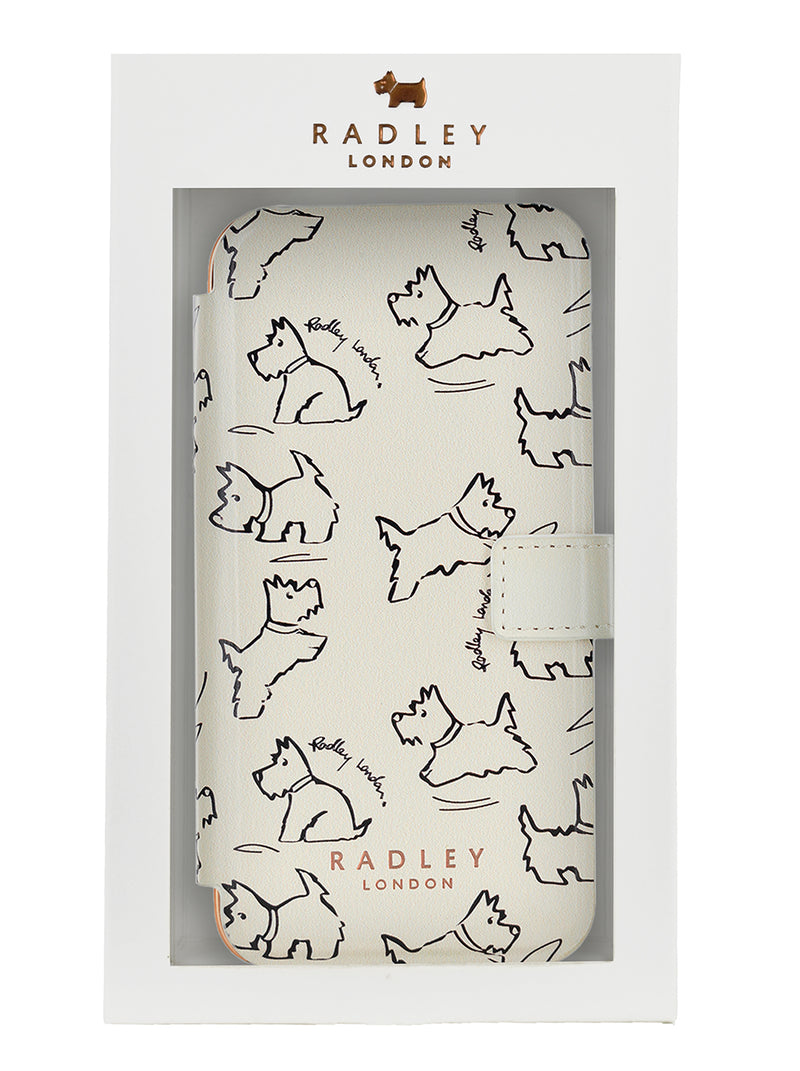 Radley Book-Style Flip Case for iPhone 13 Pro Max with Two Card Slots - Sketch Street / Chalk