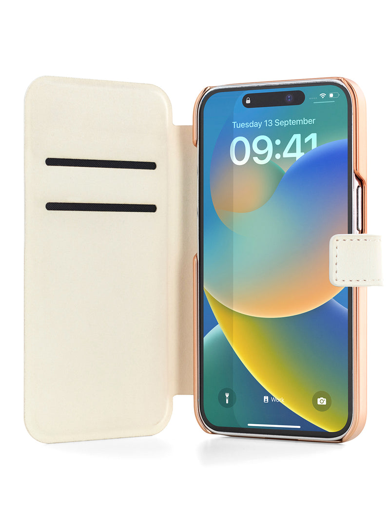Radley Book-Style Flip Case for iPhone 14 Pro Max with Two Card Slots - Sketch Street / Chalk