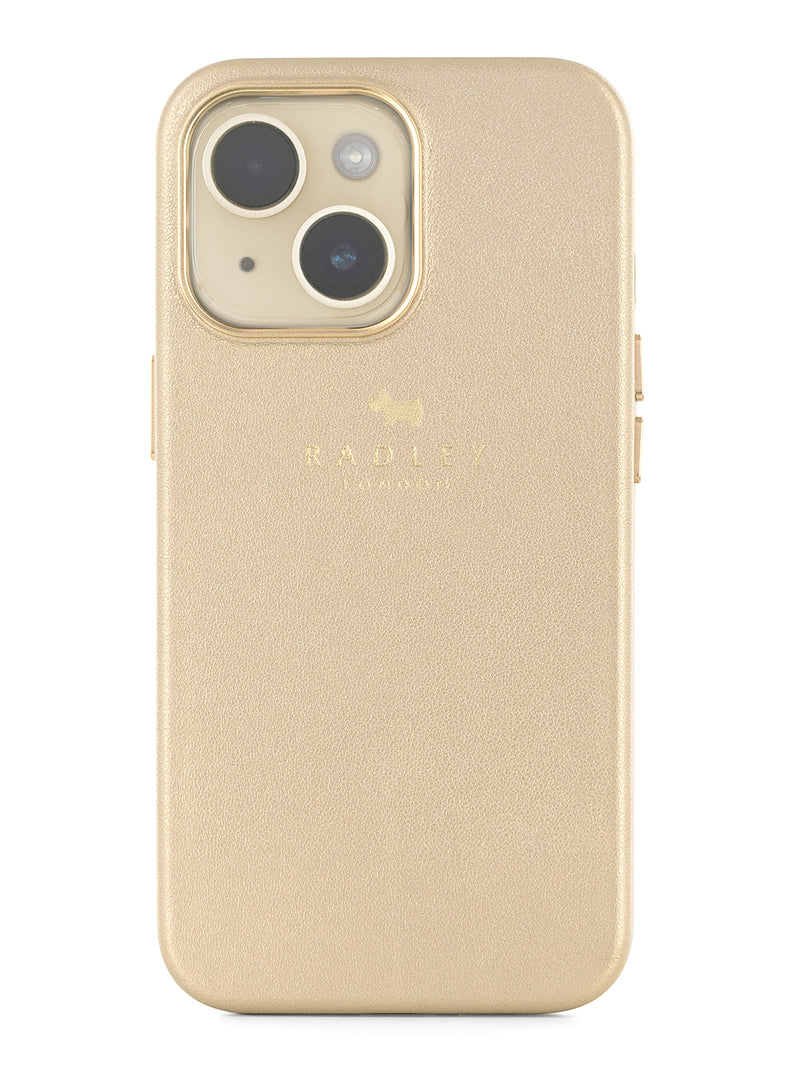Radley Leather-Style Wrapped Back Shell Clip Case for iPhone 14 - Gold