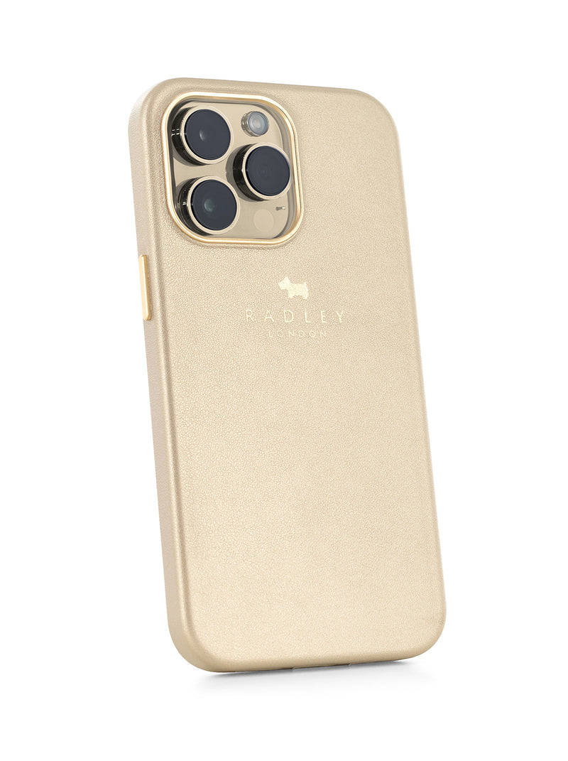 Radley Leather-Style Wrapped Back Shell Clip Case for iPhone 14 Pro Max - Gold