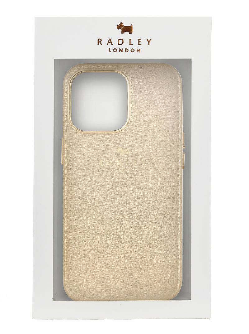 Radley Leather-Style Wrapped Back Shell Clip Case for iPhone 14 Pro Max - Gold