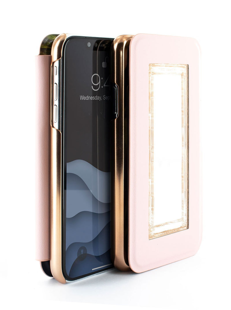 Flip-back front and back image of the Ted Baker Apple iPhone XS / X phone case in Black