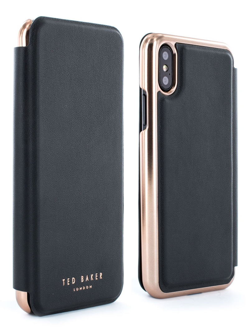 Front and back image of the Ted Baker Apple iPhone XS / X phone case in Black