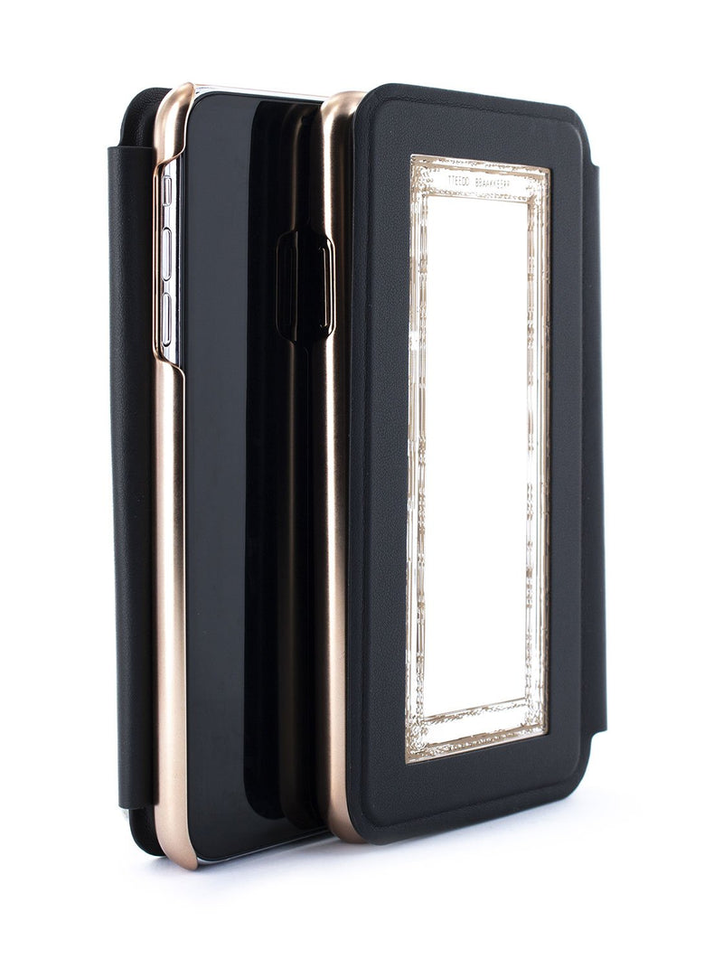 Flip back front and back image of the Ted Baker Apple iPhone XS Max phone case in Black