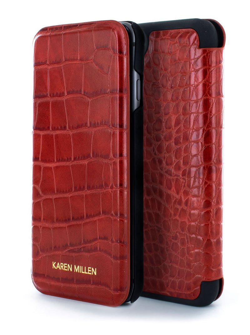 Front and back image of the Karen Millen Apple iPhone 8 / 7 / 6S phone case in Red