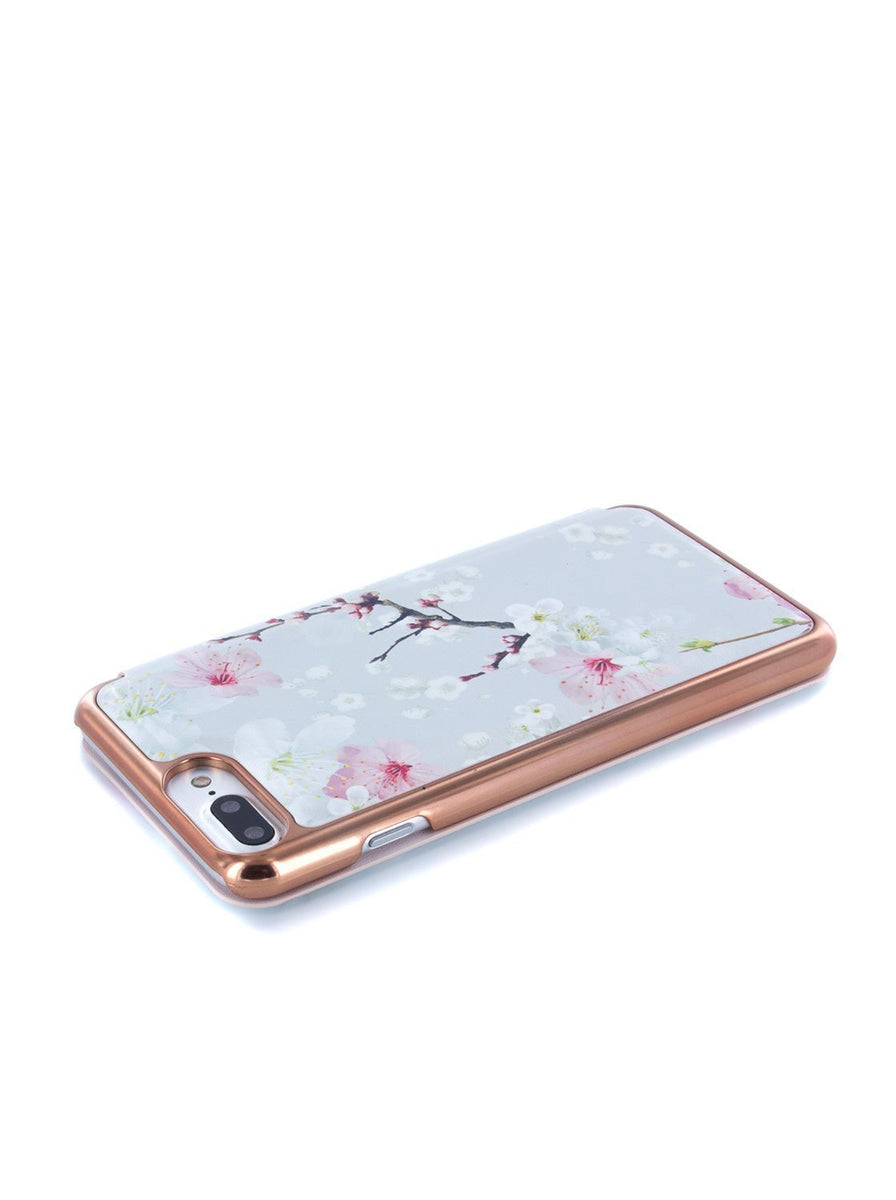 【TED BAKER】ピンクフラワー ミラーフォリオケース Ted Baker Pink Scattered Flowers Mirror Folio Phone Case for