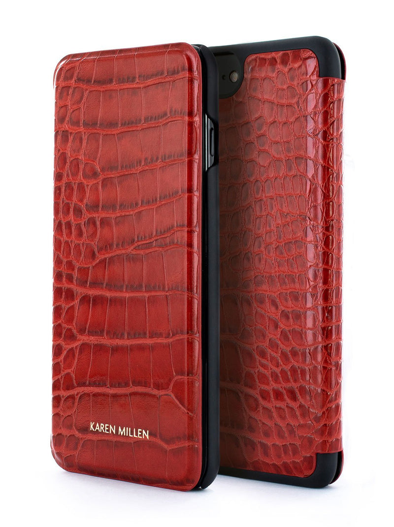 Front and back image of the Karen Millen Apple iPhone 8 Plus / 7 Plus phone case in Red