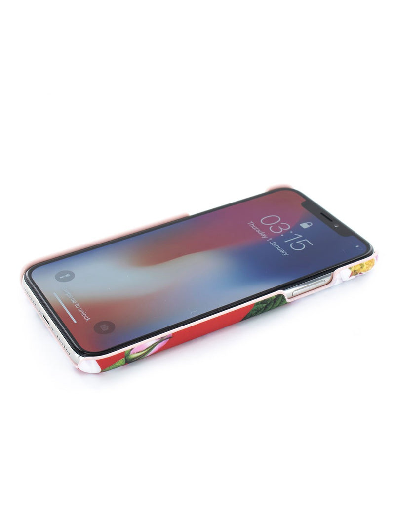 Face up image of the Ted Baker Apple iPhone XS / X phone case in Iguazu Red