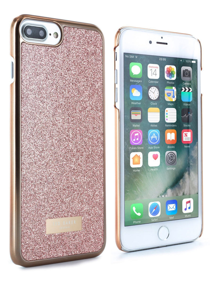 Front and back image of the Ted Baker Apple iPhone 8 Plus / 7 Plus phone case in Rose Gold