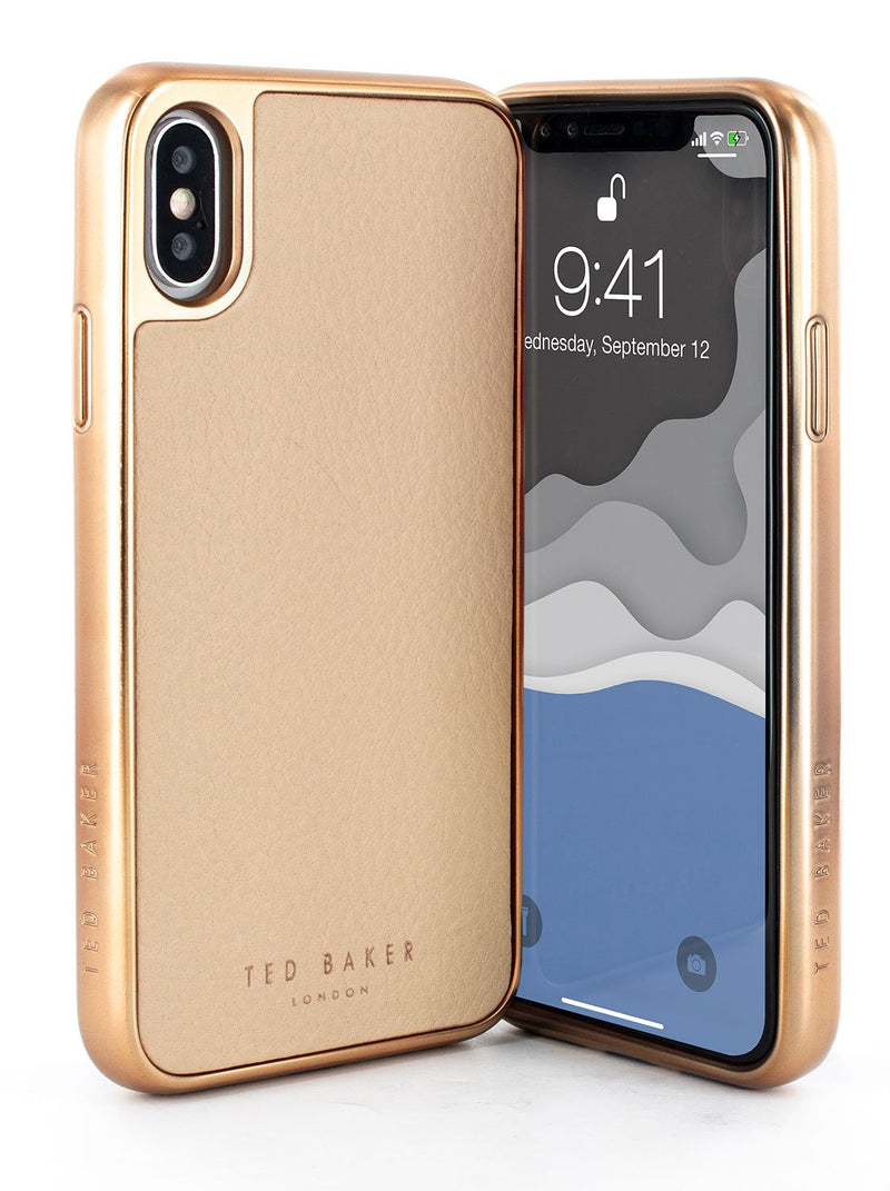 Front and back image of the Ted Baker Apple iPhone XS Max phone case in Taupe