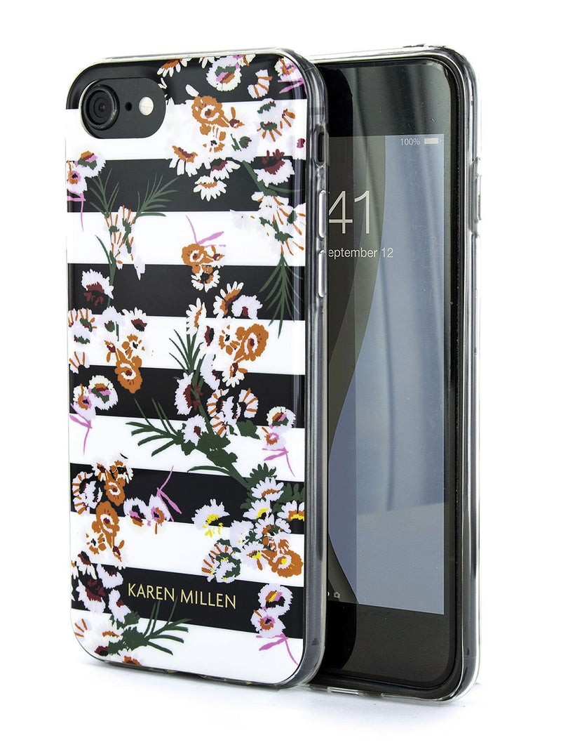 Karen Millen Slim Jelly Case for iPhone SE (2020) / 8 / 7 / 6 - Floral Stripe