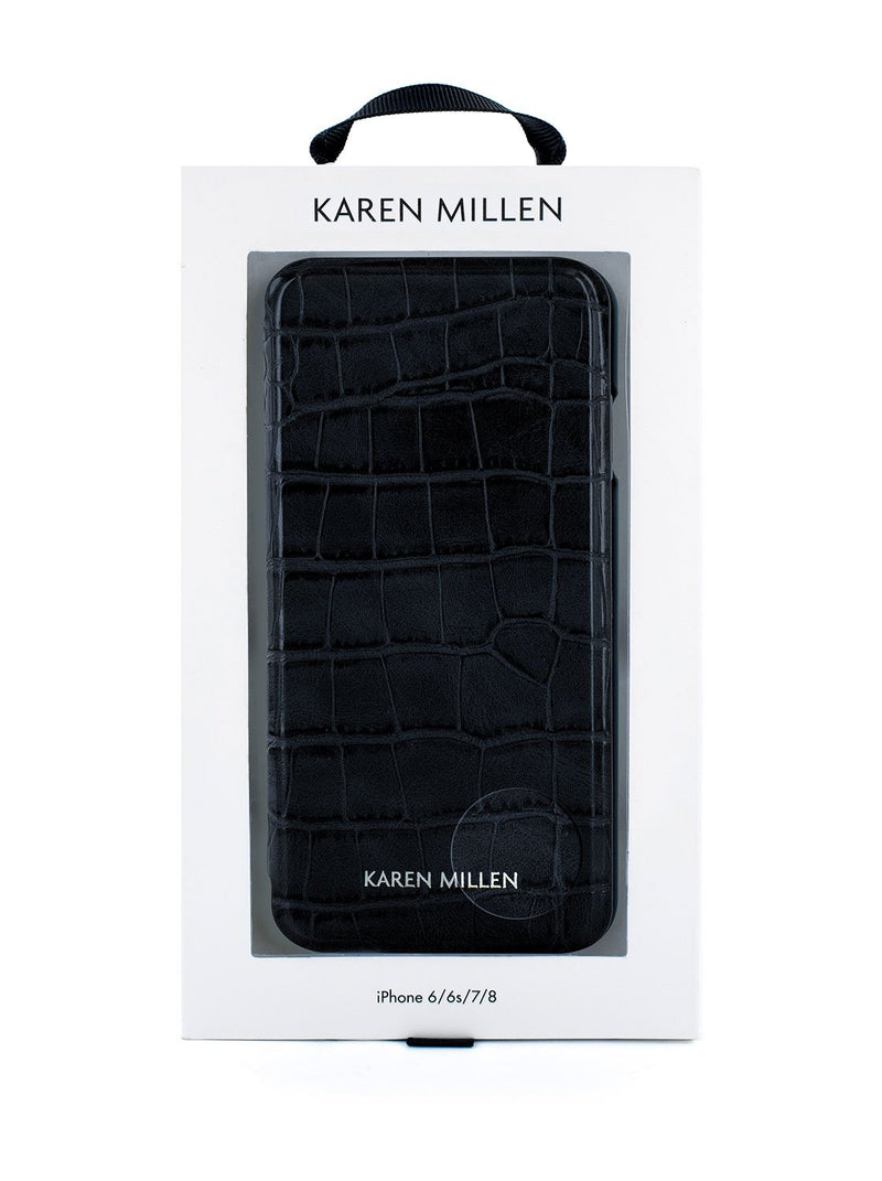 Packaging image of the Karen Millen Apple iPhone 8 / 7 / 6S phone case in Black
