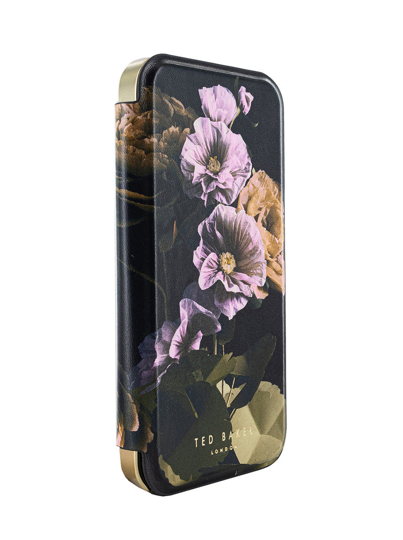 Ted Baker GLADIOS Black Paper Flowers Mirror Folio Phone Case for iPhone 14 Pro Shell