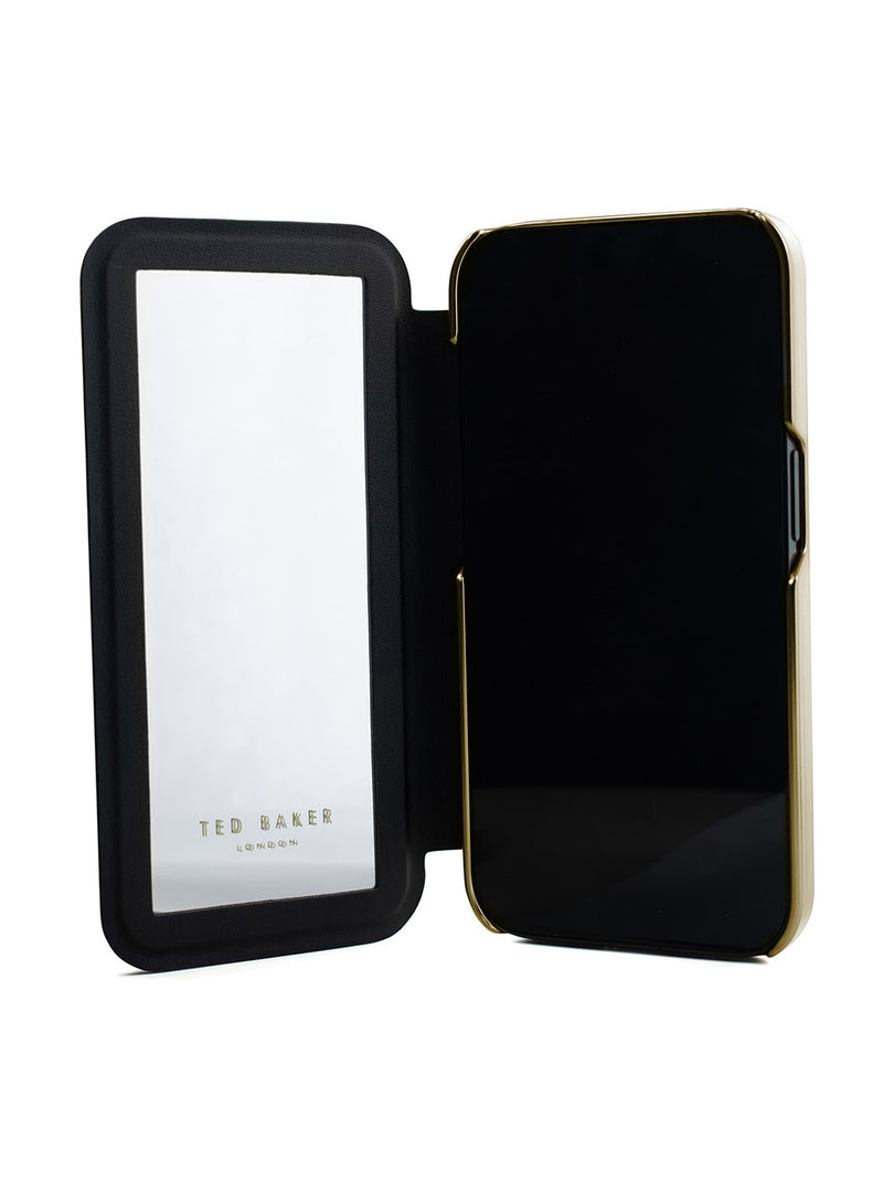 Ted Baker GLADIOS Black Paper Flowers Mirror Folio Phone Case for iPhone 14 Pro Shell