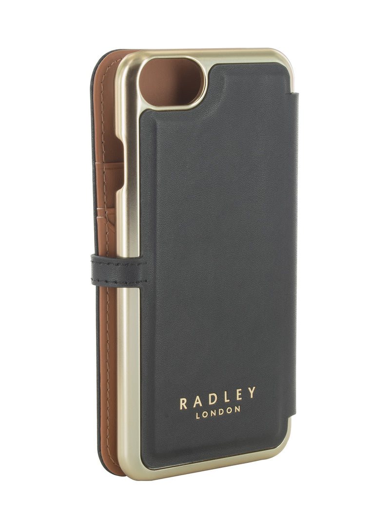 Radley Folio Case for iPhone SE 2022 / 2020 / 8 / 7 Black Butterscotch Pale Gold