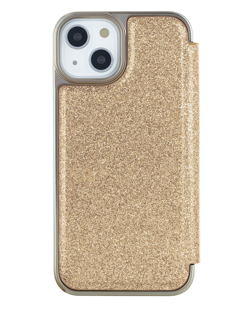 Ted Baker CAMBRIN Gold Glitter Mirror Folio Phone Case for iPhone 14