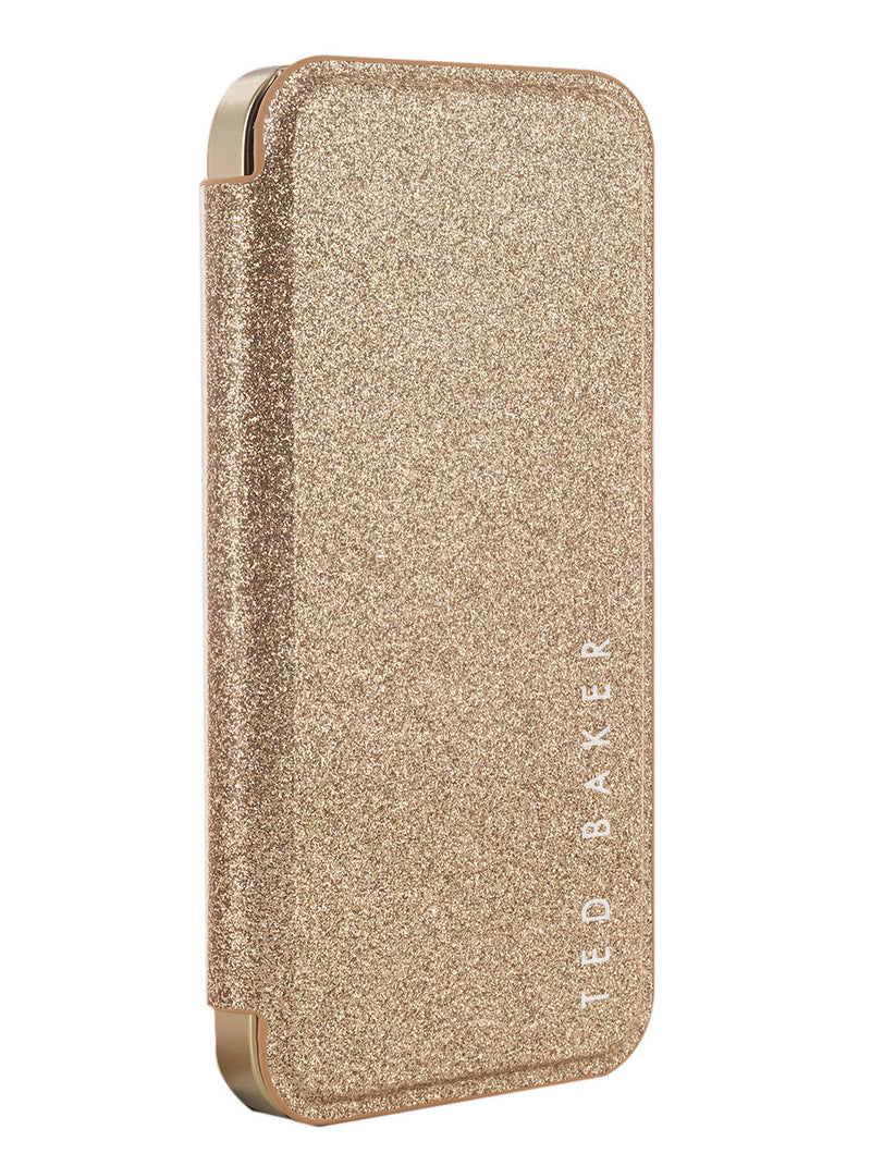 Ted Baker CAMBREY Gold Glitter Mirror Folio Phone Case for iPhone 14 Pro