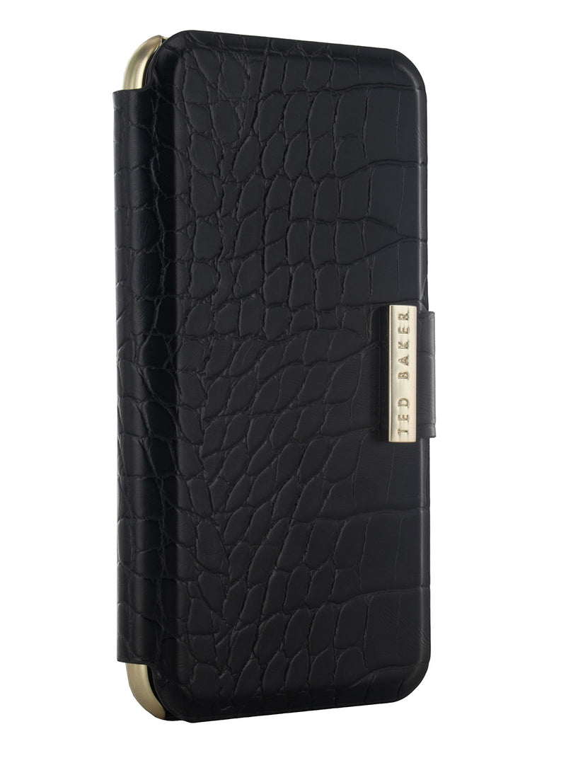 Ted Baker KHAILI Black Croc Dual Card Slot Folio Phone Case for iPhone 11 Gold Shell