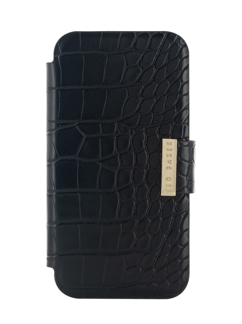 Ted Baker KHAILI Black Croc Dual Card Slot Folio Phone Case for iPhone 11 Gold Shell