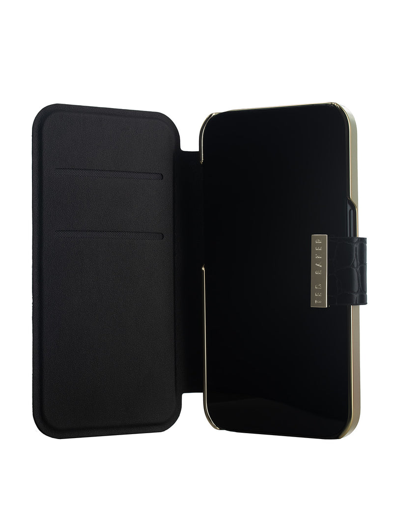 overal Onaangeroerd Mening Ted Baker KHAILIM Black Croc Dual Card Slot Folio Phone Case for iPhon –  Proporta International
