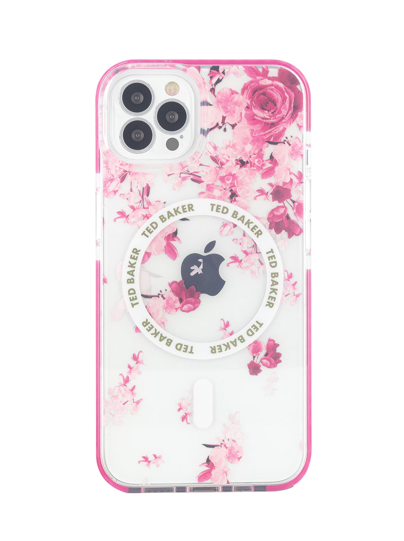 Ted Baker AZAMIA Clear Scattered Flowers Antishock Phone Case for iPhone 12 Pro Pink Bumper Compatible with MagSafe