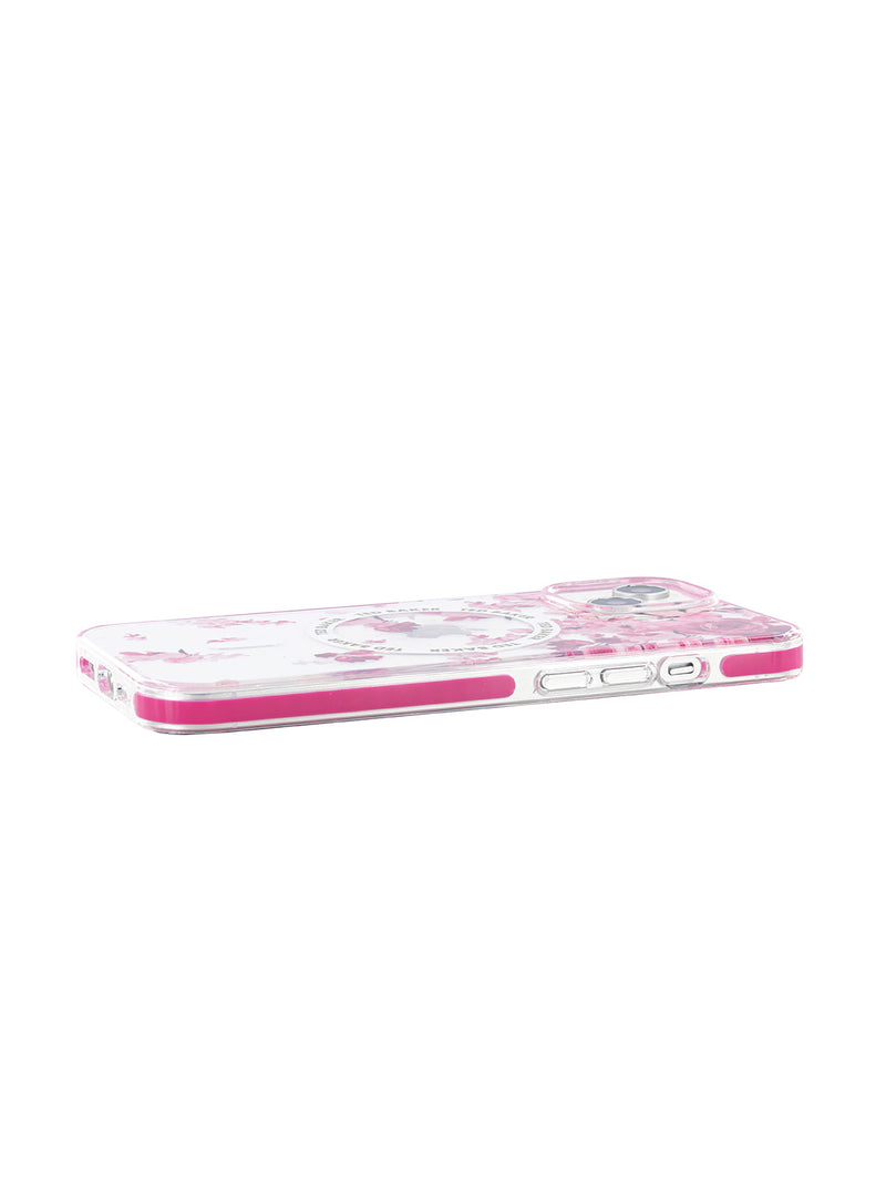 Ted Baker AZAMIAS Clear Scattered Flowers Antishock Phone Case for iPhone 14 Pink Bumper Compatible with MagSafe