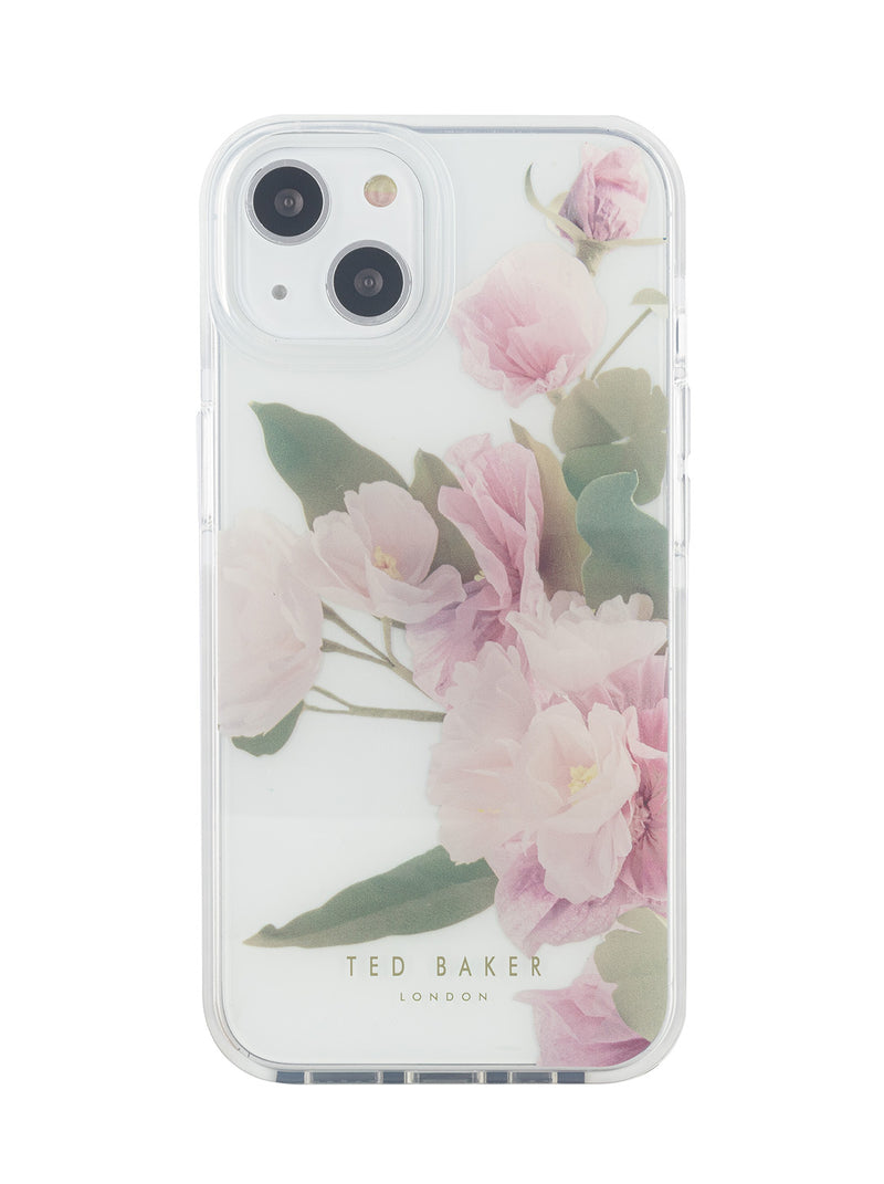 Ted Baker APPENI Clear Flower Placement Antishock Phone Case for iPhone 13 Cream Bumper